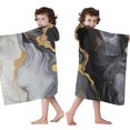 thumbnail image 4 of Black White Gold Marble Pattern Hooded Bath Towel，50"x30" for Ages 3 To 12 Kids, Quick Dry Lightweight Soft Microfiber Hood Beach Towel Cover Up for Kids, 4 of 7