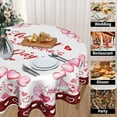 thumbnail image 4 of Valentines Day Round Tablecloth 60 Inch Love Heart Red Buffalo Plaid Decorative Valentine''s Day Table Cloths Polyester Fabric Table Cover for Home Outdoor Wedding Anniversary Party, 4 of 5