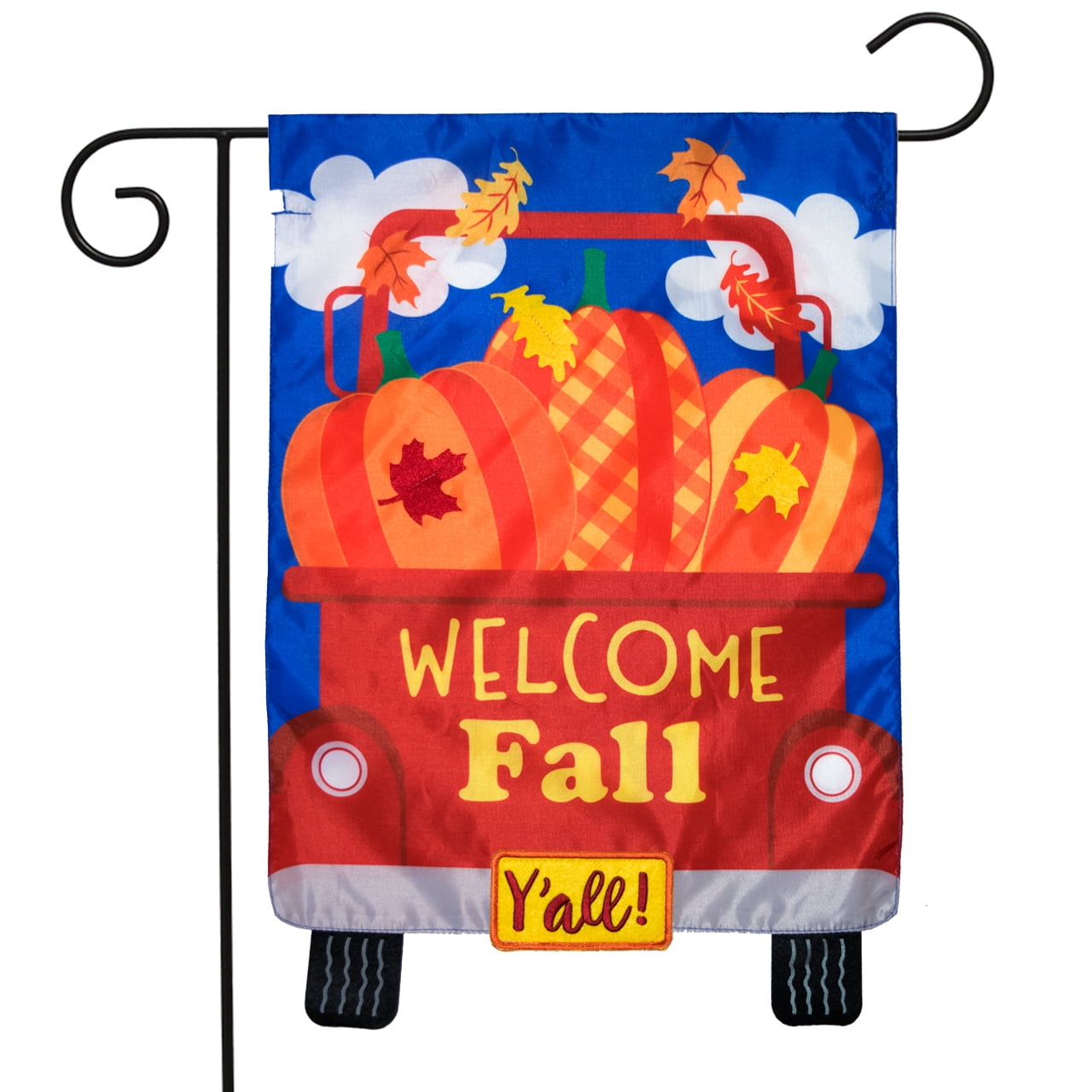 Welcome Fall Pickup Applique Garden Flag Pumpkins Autumn Double Sided 12.5"x18" 