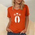 thumbnail image 2 of Dadaria T-Shirt pour Femmes Chemise Orange Manches Courtes Col Rond Été Chandail Blouses L, 2 of 5