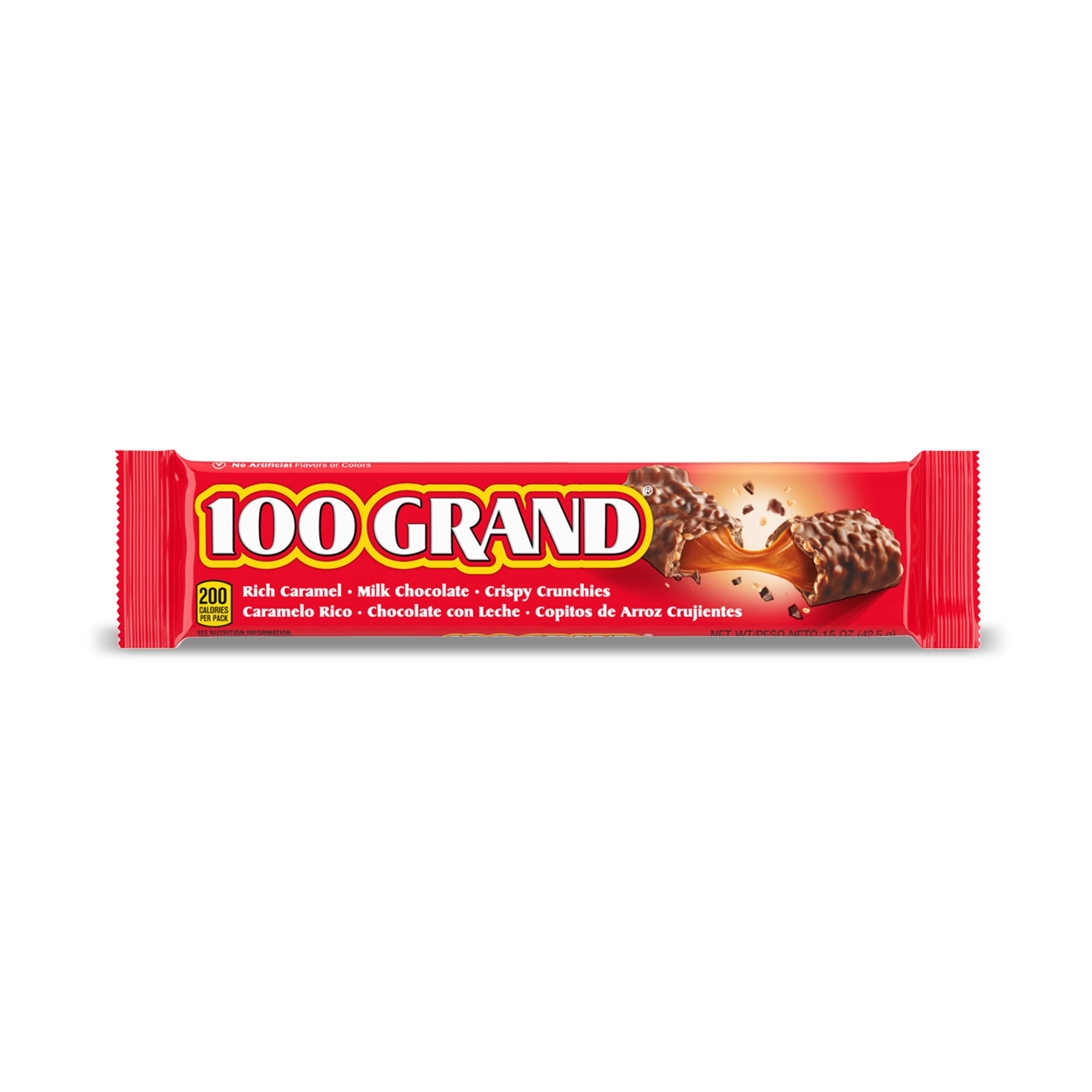 100 Grand, Crispy Milk Chocolate with Caramel, Full Size Individually  Wrapped Candy Bar, Great for Halloween Candy,  oz 