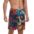 thumbnail image 2 of Rocae Colorful Floral Skull A for Men's Soft Sleep Pajama Shorts, Waistband and Pockets-XX-Large, 2 of 6