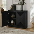 thumbnail image 2 of Mid Century Modern V-Shape Storage Cabinet, Dark Walnut Buffet for Slim Spaces in Living Room and Hallway，Black, 2 of 8