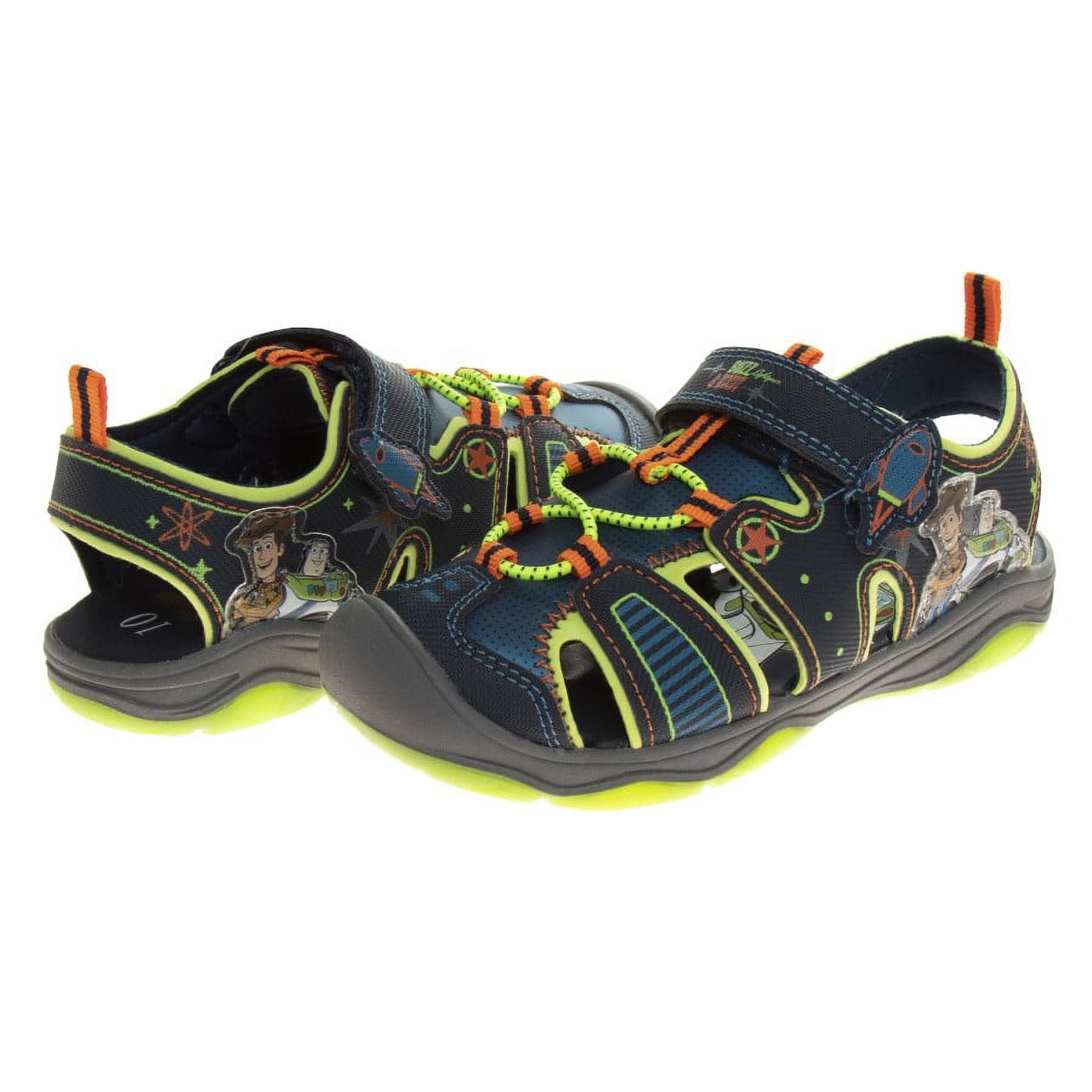 Disney Pixar Toy Story Hook & Loop Boys Toddler Closed Toe Sport Sandals - Navy/Lime, 9