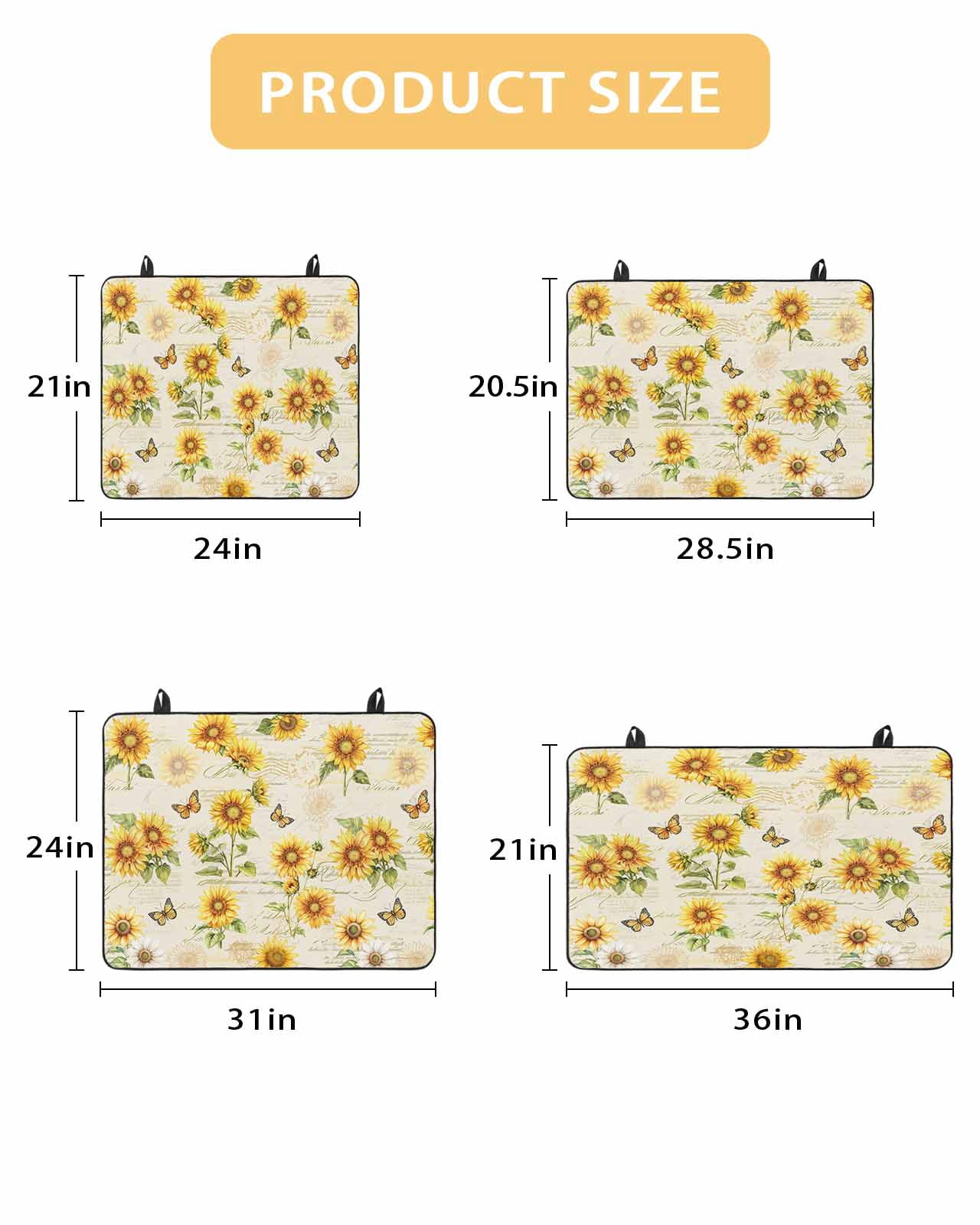 nqOlkjepod Large Induction Cooktop Protector Mat 24"x21", Summer Sunflowers Stove Top Covers for Electric Stove, Farmhouse Vintage Floral Butterfly Stove Burner Cover Mats, Glass Top Stove Cover
