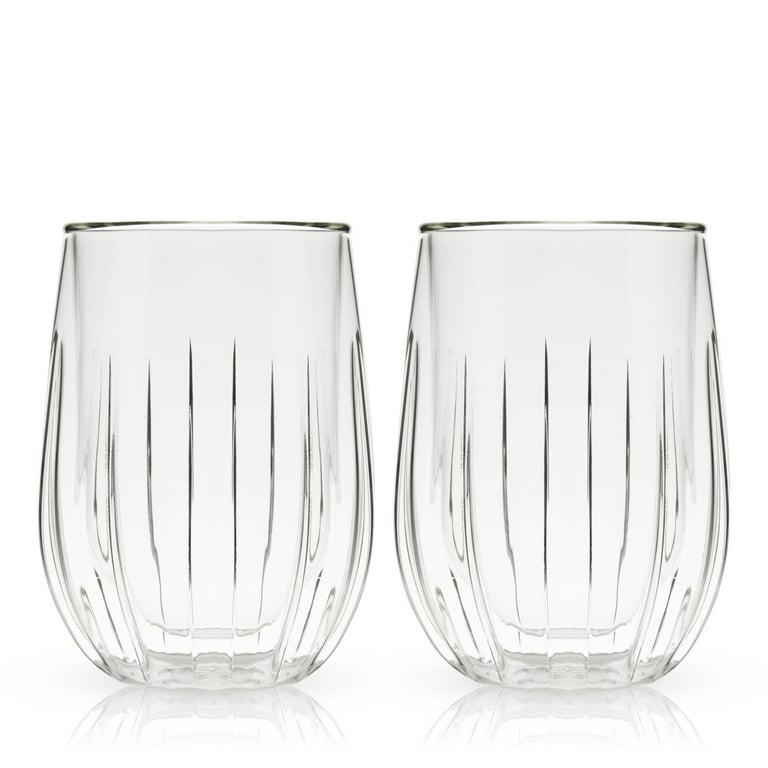 Viski Double Walled Wine Glasses 13 oz, Clear, Set of 2