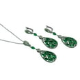 thumbnail image 2 of Blue Cubic Zirconia Dangling Teardrop Necklace and Earrings Set Sterling Silver, 2 of 3