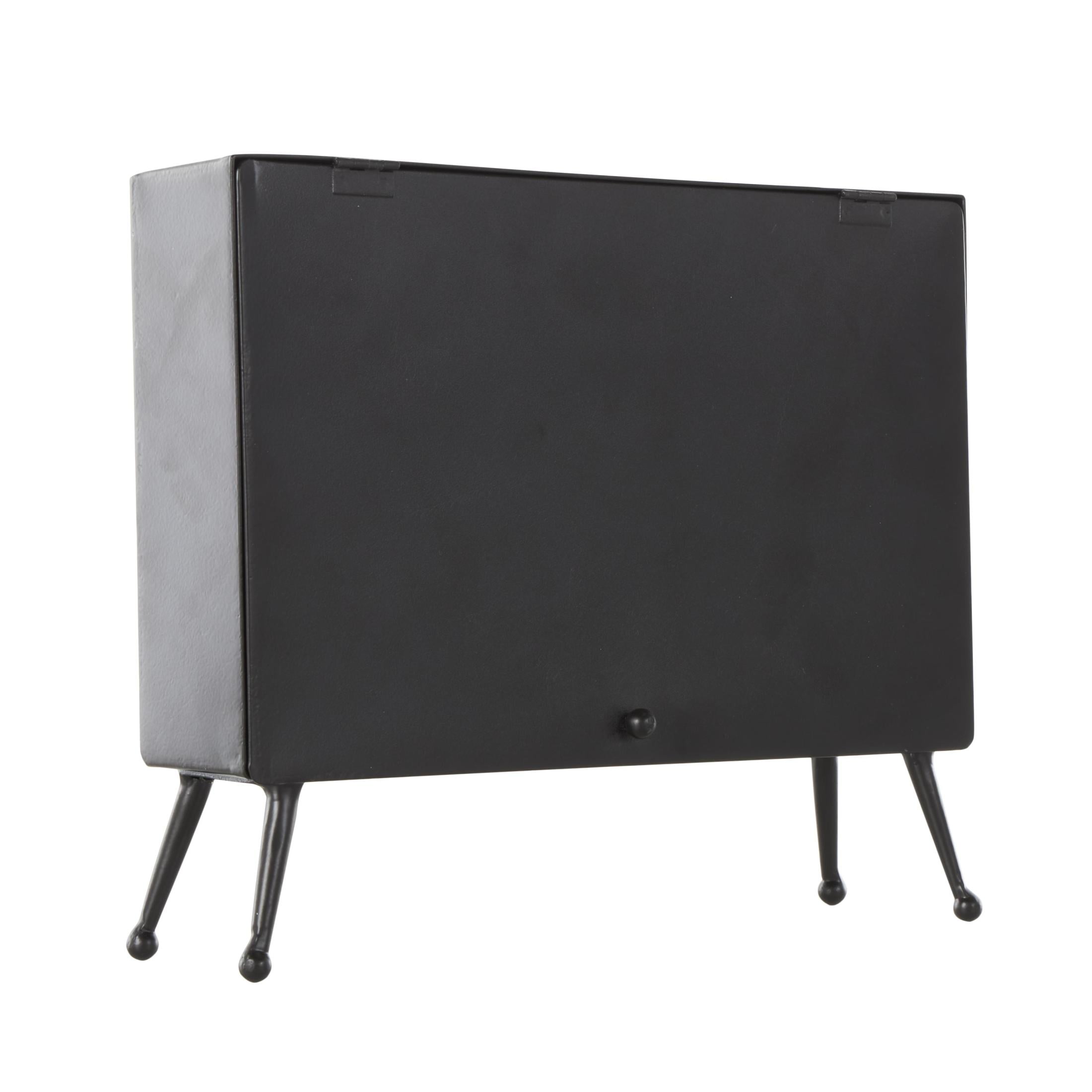 DecMode 8" Black Metal Rectangular Clock with Tea Stained Clock Face