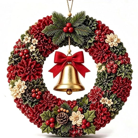 Fabric Poke Wreath DIY Kit, 3D Christmas Fabric Poke Art Kit with No-Sew Design, Beginner-Friendly Craft for Holiday Door Wall Decor and Family Activities