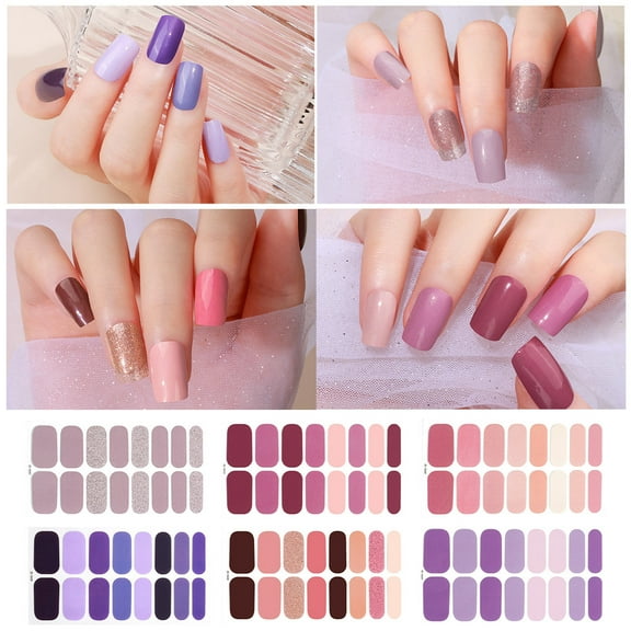Kehuo 16 Strips Semi Cured Gel Nail Stickers Nail Lamp Required Gel Nail Polish Wraps Gel Nail Art Stickers for Women Girls, Beauty & Personal Care
