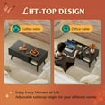 thumbnail image 6 of BOBOKY 39" Coffee Table for Living Room, Lift Top Coffee Table with Storage, Small Rising Wooden Dining Center Table with Storage Shelf & Hidden Compartment,Black, 6 of 9