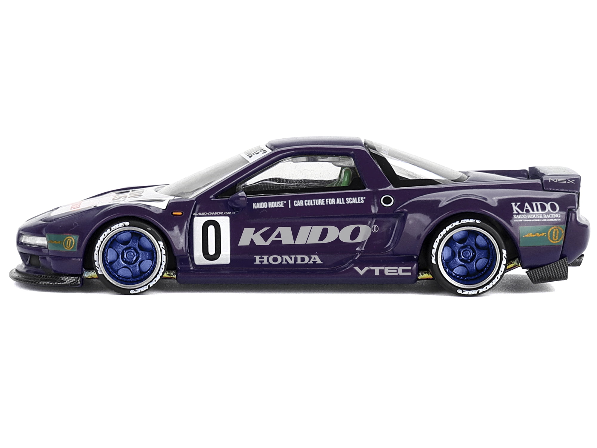 Mini GT KHMG173 Honda NSX Kaido Racing V2 No.0 Purple with White Hood & Graphics Designed by Jun Imai Kaido House Special 1-64 Scale Diecast Model Car