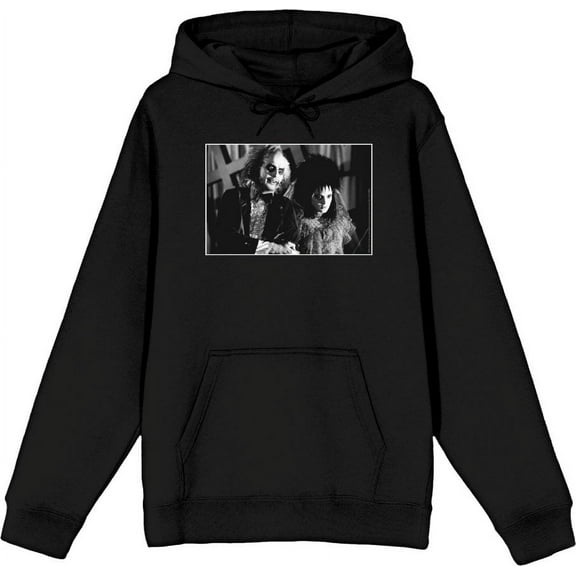 Beetlejuice Black & White Wedding Screenshot Adult Black Long Sleeve Hoodie-XXL