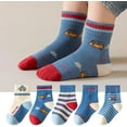 thumbnail image 2 of 10 Pairs Kids Boys Fun Novelty Socks Toddler None Slip Cotton Crew Dress Socks Cartoon Dinosaur Car Shark Stripes, 2 of 9