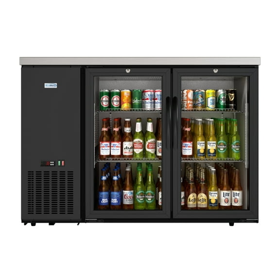 47 In. Commercial Back Bar Cooler in Black With Si