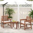 thumbnail image 4 of Costway 3 PCS Patio Furniture Set with 2 Seat Cushions Coffee Table Solid Wood Chairs, 4 of 7