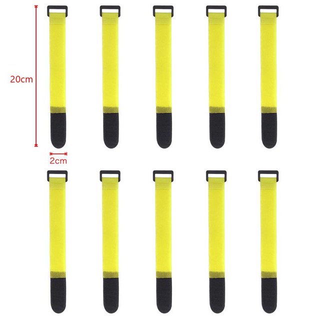 Ruban Magique 10 Pcs Crochet Réutilisable Sangles en Nylon Ruban de Fixation Réversible Auto-Adhésif Attaches de Câble Lot Attaches Fixes 1500775-Longueur 20cm Largeur 2cm