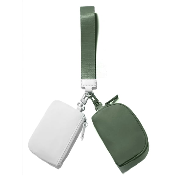 Llavero Viverte Mini con cremallera en forma de cartera, color blanco y verde