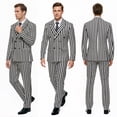 thumbnail image 2 of Beauty-Emily Men's Striped Double-Breasted Suit Set – Slim Fit 2-Piece Blazer & Pants, Bold Vertical Stripe Formal Suit for Party, Prom & Business, 2 of 12