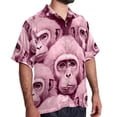 thumbnail image 2 of Pink Monkey Gorilla Men's Short Sleeve Beach Shirts, Hawaiian Printed Button Down Summer Casual Unisex Men's Shirts, 2 of 6