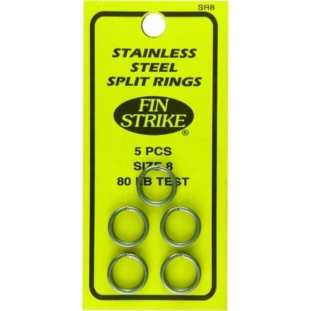 Stainless Steel Test - Fin Strike SR8 Split Rings Stainless Steel Sz8 80Lb Test 5Pc