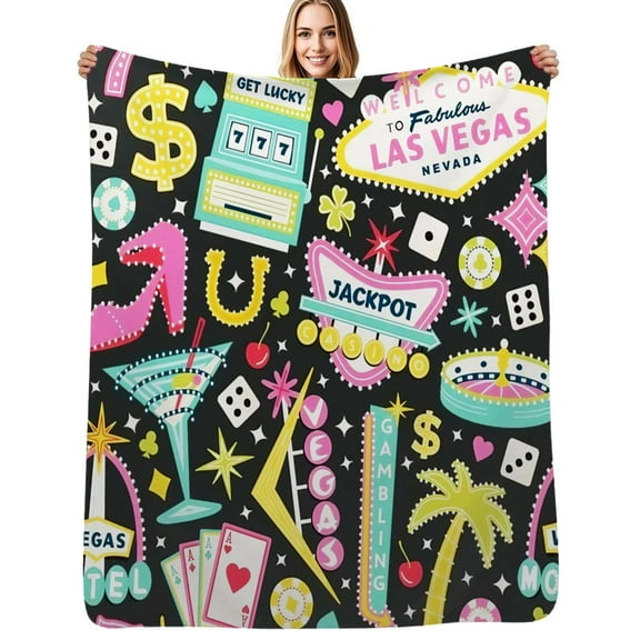 Viva Las Vegas Flannel Blanket Warm Soft Bedding Throws Winter Camping Chair Sofa Bed