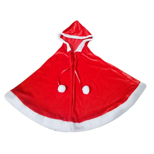 Capa de chal navideño, disfraz de Navidad para niños, capa de Papá Noel de invierno, chal, capa de Papá Noel, capa con capucha de terciopelo rojo para Yuyangstore Capa con capucha
