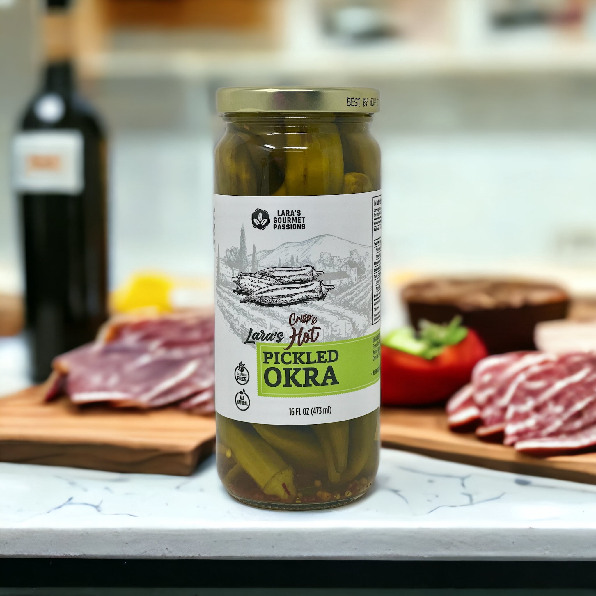Lara's Crisp and Hot Pickled Okra – (Pack of 2, 16 fl oz each)