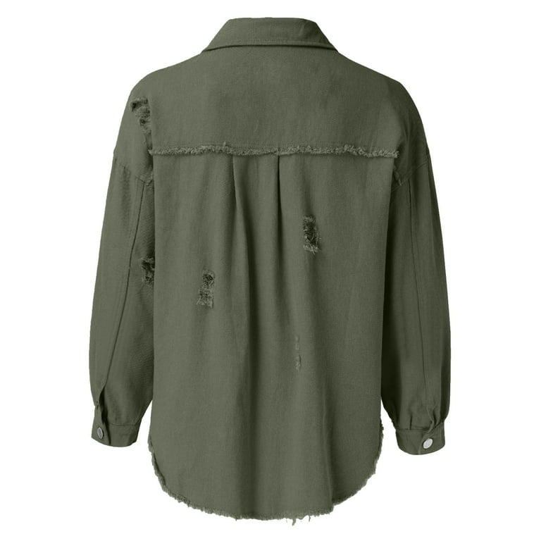 Zhuashum Coats For Womens Long Sleeve Trendy Ripped