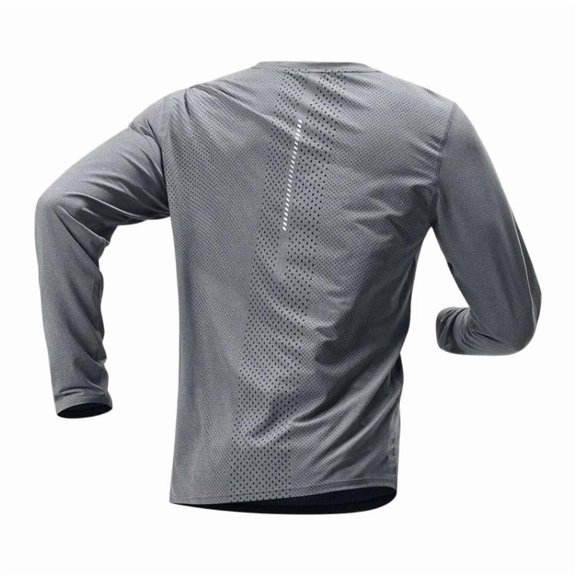Kosheko Men's Quick-Dry Athletic Base Tee Back Breath Mesh Raglan Crew Neck Long Sleeves for Long Distance Running Training Gray XL