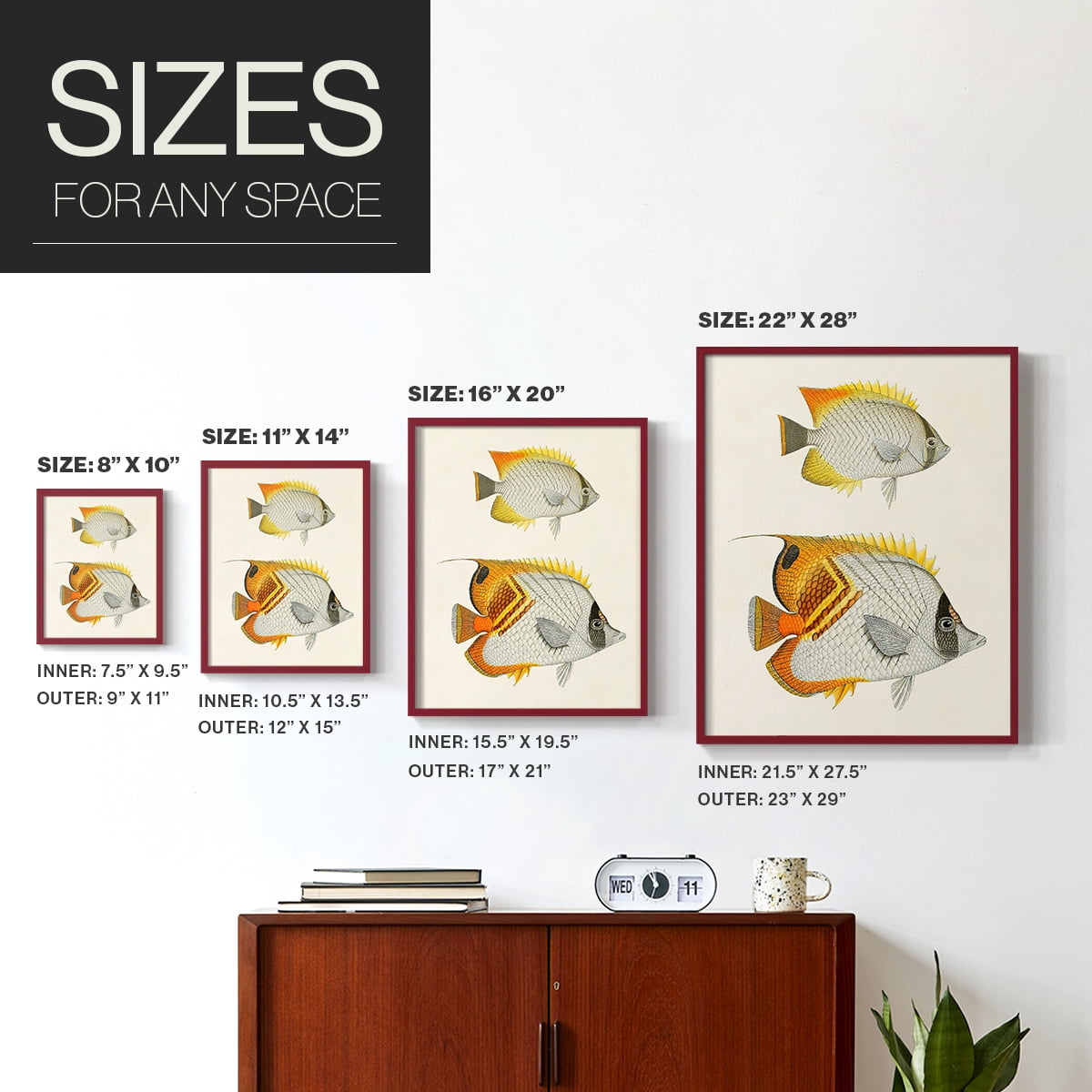 Yellow & Grey Fish I Framed Print - Solid Wood in Single Picture Frame Solid Wood 2 Framed Print