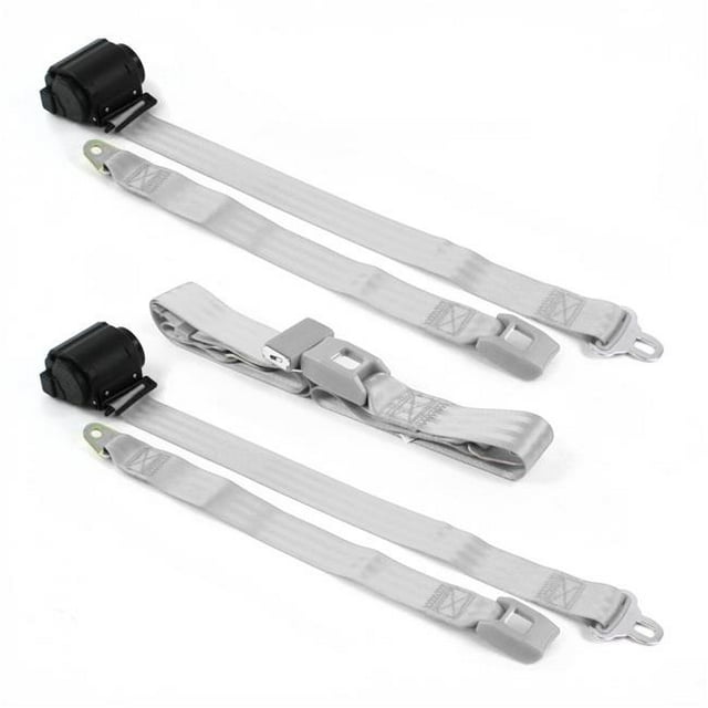 Standard 2 Point Gray & Grey Retractable Bench Seat Belt Kit for Ford 1932 Model B - 3 Belts