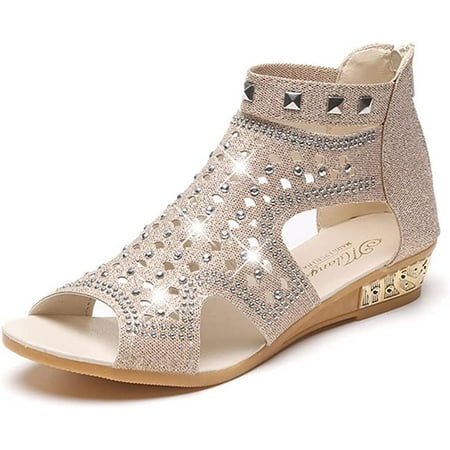 

CoCopeaunts Women Sandals Bling Rhinestone Panama Slides Summer Non-slip Wedge Platform Beach Sandals Shoes 2023