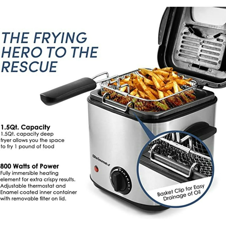1.6 Qt. Electric Immersion Deep Fryer with Lid – Shop Elite Gourmet - Small  Kitchen Appliances