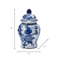 thumbnail image 5 of Chinoiserie Ceramic Jar Vase with Lid for Living Room and Home Decor - Decorative Flower Vase for Bedroom or Office Decor - House Accent for Table Styling and Entryway Display - 9", Blue & White, 5 of 17