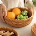 thumbnail image 3 of Round Rattan Basket - Natural Wicker Fruits Bread Basket, 3 of 14