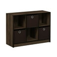 thumbnail image 2 of Furinno Basic 6 Cube Storage Organizer Bookcase Storage with Bins, Brown, 2 of 6