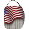 thumbnail image 3 of Insulated Lunch Bag for Women Men Reusable Lunch Box for Office Work Picnic Beach with Adjustable Shoulder Strap (Red Blue White American Flag), 3 of 6