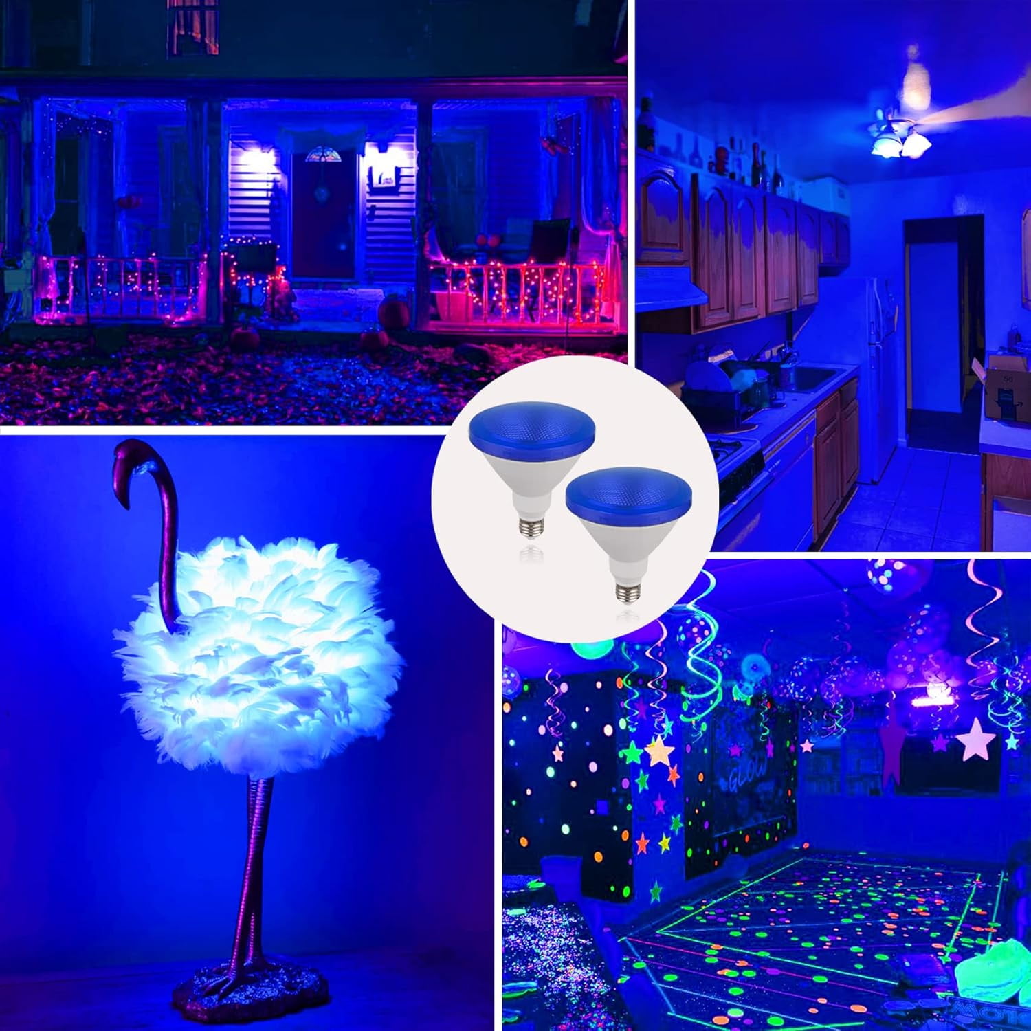 Sinvic 2 Pack Dimmable Blue PAR38 LED Bulb 15W 150W Equiv 700LM 120V E26 Outdoor Flood Light