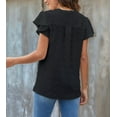 thumbnail image 6 of Womens Blouse V Neck Ruffle Sleeve Flowy Shirts Dressy Casual Cute Summer Tops Black XL, 6 of 7