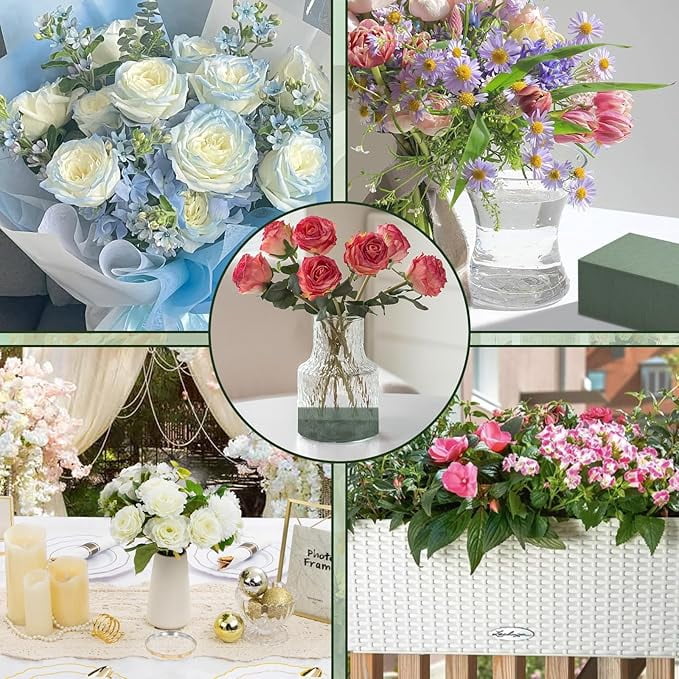 30 PCS Floral Foam Blocks, 5.5"L x 3.1"W x 1.7"H Green Dry & Wet Flower Foam for Fresh and Artificial Flowers, Plant Foam for Wedding, Birthdays, Pary, Home Decorations