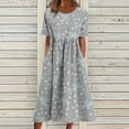 thumbnail image 2 of Ruyang Women's Summer Short Sleeve A-Line Midi Dresses Casual Floral T-Shirt Dress Flowy Beach Sundress with Pockets, 2 of 5
