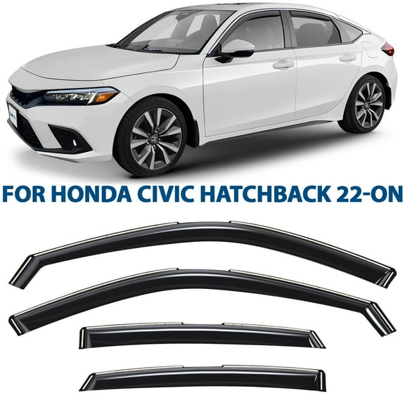 CLIM ART in-Channel Incredibly Durable Rain Guards for Honda Civic 2022-2026 Hatchback, Original Window Deflectors, Vent Window Visors, Vent Deflector, 4 pcs. - 622071