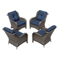 thumbnail image 5 of Meetleisure 4 Piece Wicker Patio Furniture Set, Rattan Chairs with High Back, Deep Seating, Wide Armrest, Thick Cushions for Deck Porch, Dark Blue, 5 of 9