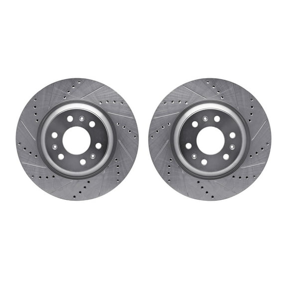 Dynamic Friction Company Front Brake Rotors-Drilled and Slotted-Silver 7002-46023
