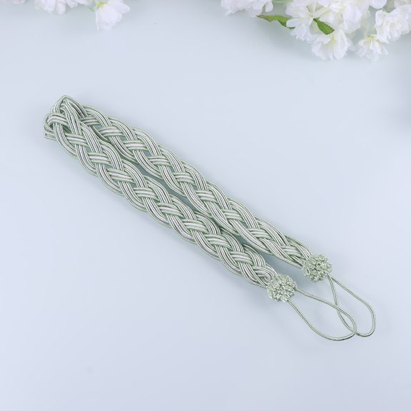 PENIKOKO 2-Pack Light Green Woven Curtain Tiebacks Decorative Holdbacks for Window Drapes and Balcony Curtains