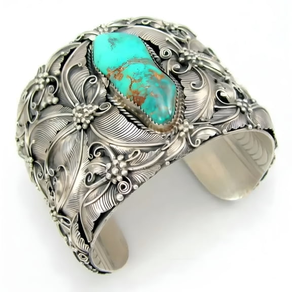 DESIGNICE 925 Silver Women Turquoise Open Bangle Cuff Bracelet Wedding Jewelry Gift