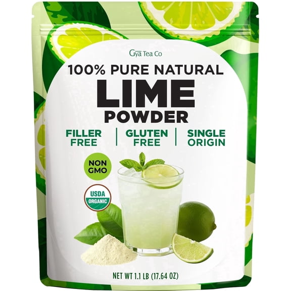 Gya Tea Co Lime Powder - 1.1 lb(17.64 oz) - Rich in Vitamin C, No Sugar & Gluten Free Water Flavor Enhancer for Beverages & Cooking