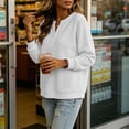thumbnail image 5 of Perfectbot Women's Waffle Knit Henley Sweatshirt, Relaxed Fit Drop Shoulder Long Sleeve Ribbed Cuffs Top, 5 of 8