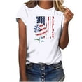 thumbnail image 2 of Fartey Red White and Blue Shirts for Women American Flag Sunflower Graphic Tees 4th of July Short Sleeve Tops Independence Day Crew Neck T Shirt White M, 2 of 4